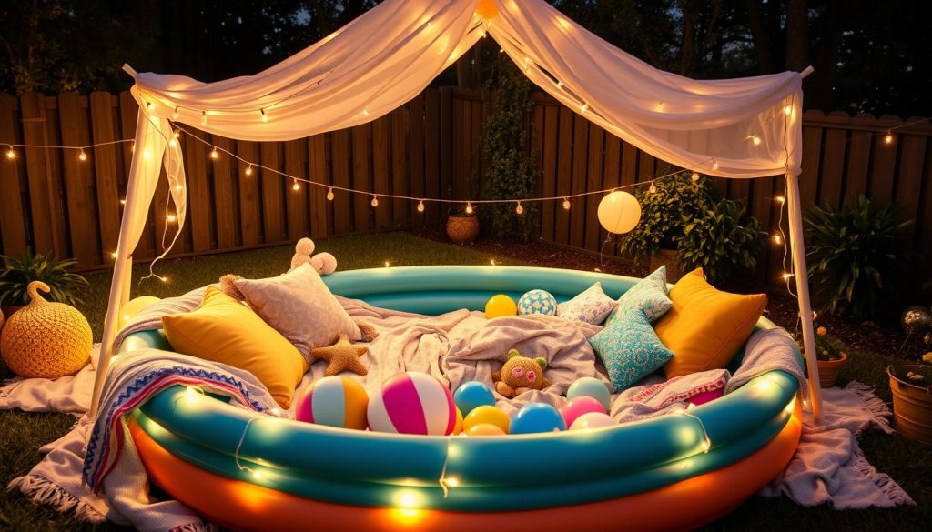 kiddie pool sleeping setups