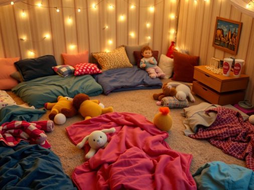 sleepover sleeping setup arrangements